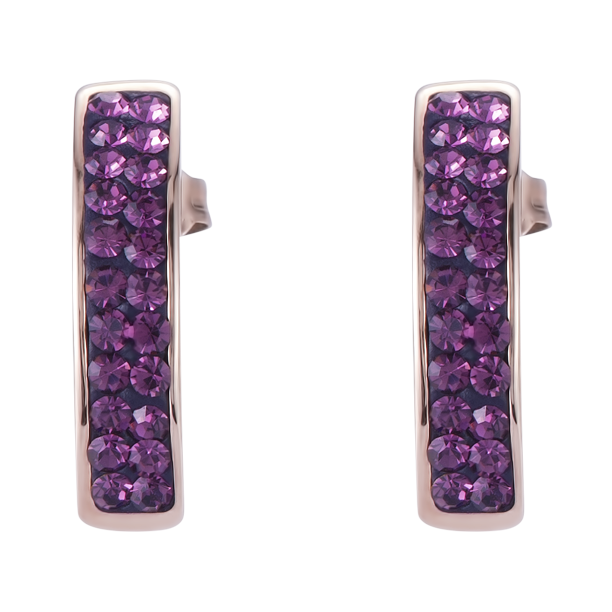 Ohrringe Edelstahl rosegold & Kristalle Pavé Amethyst