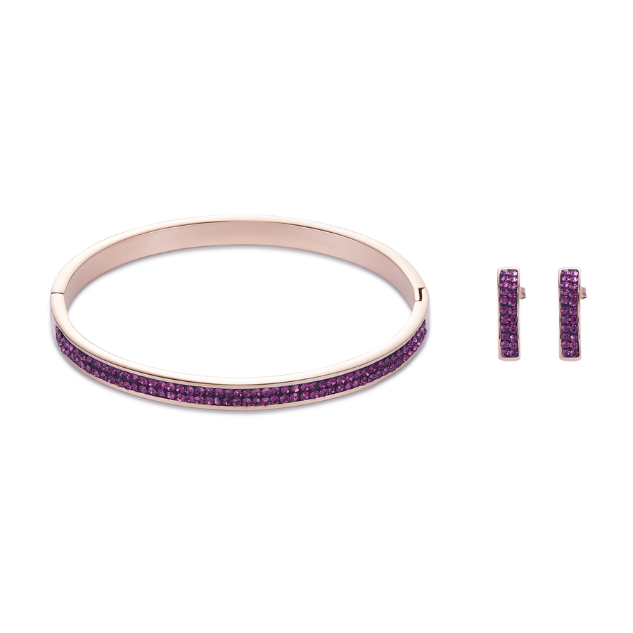 Ohrringe Edelstahl rosegold & Kristalle Pavé Amethyst