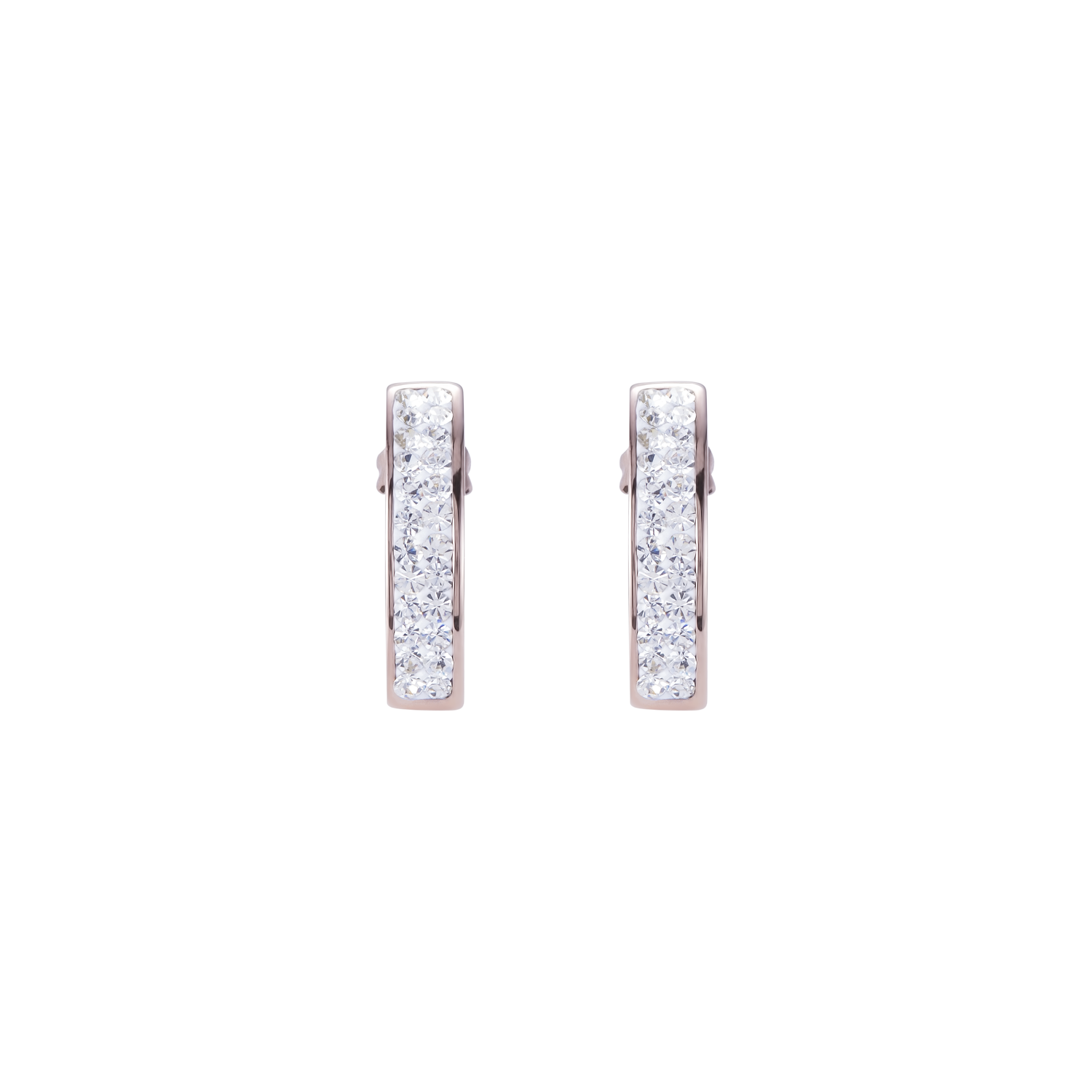 Ohrringe Edelstahl rosegold & Kristalle Pavé kristall