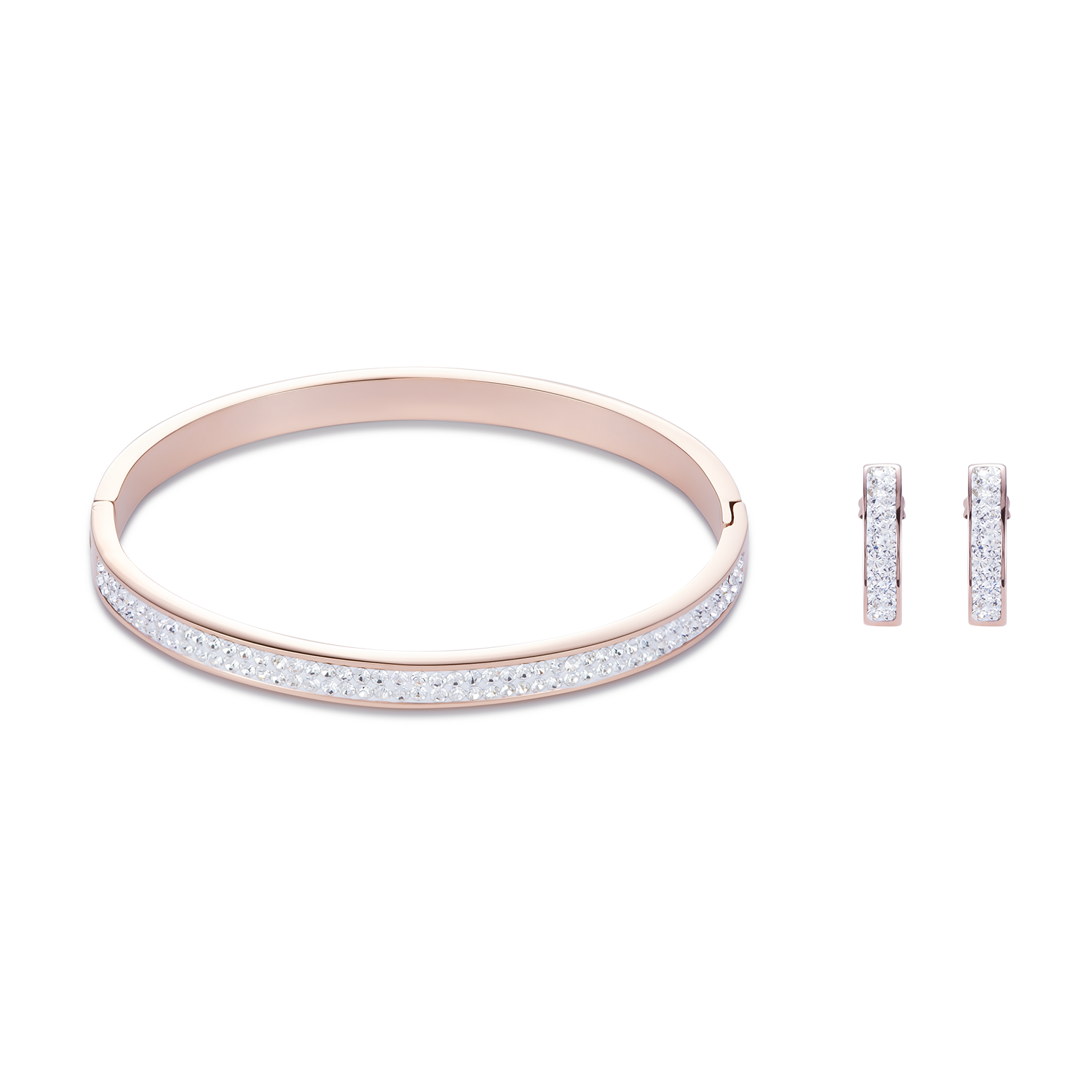 Ohrringe Edelstahl rosegold & Kristalle Pavé kristall