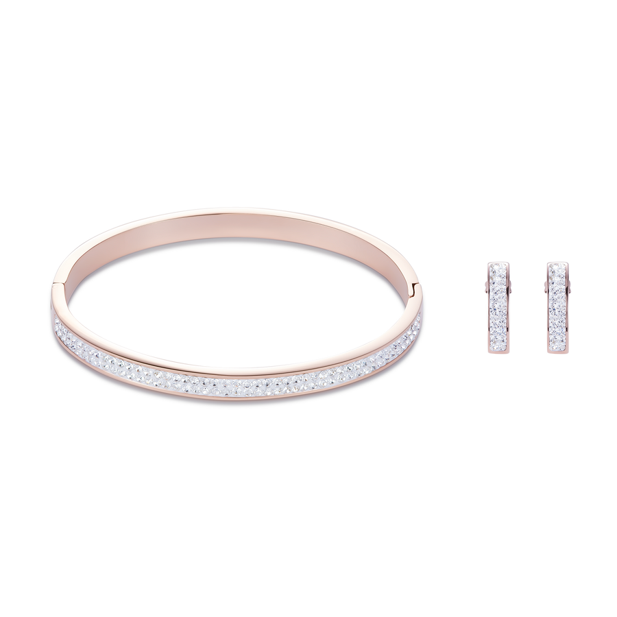 Ohrringe Edelstahl rosegold & Kristalle Pavé kristall