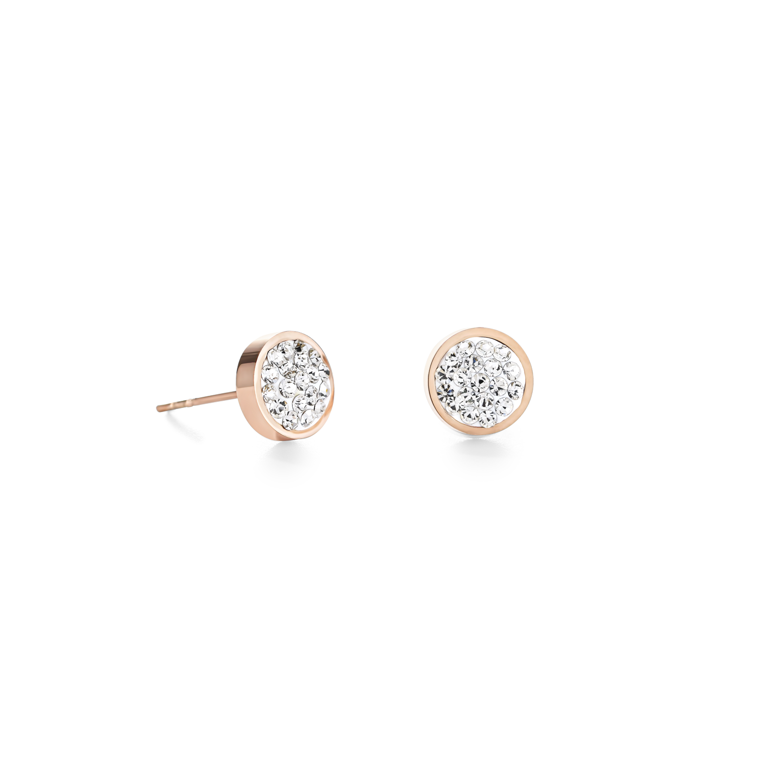 Ohrringe rund Edelstahl rosegold & Kristalle Pavé kristall