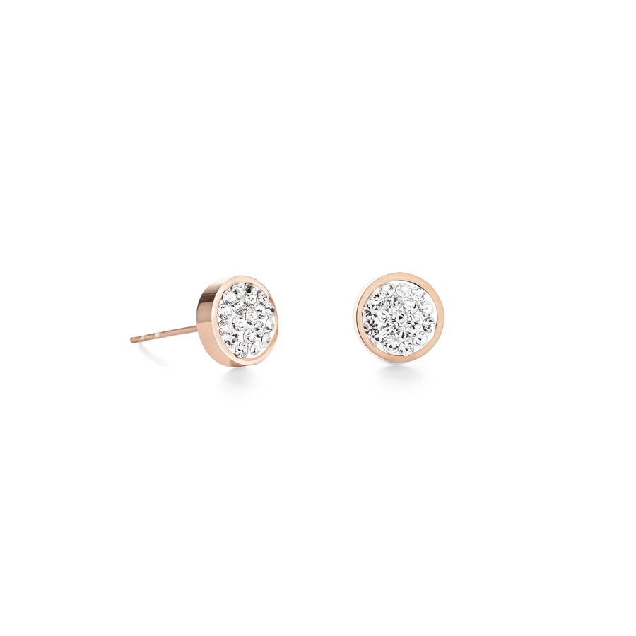 Ohrringe rund Edelstahl rosegold & Kristalle Pavé kristall