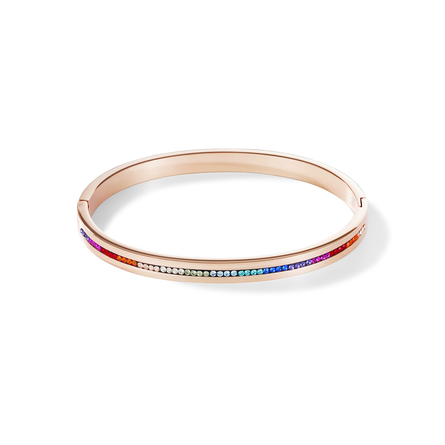 Armreif Edelstahl roségold & Kristall Pavé Streifen multicolor Größe 17 cm