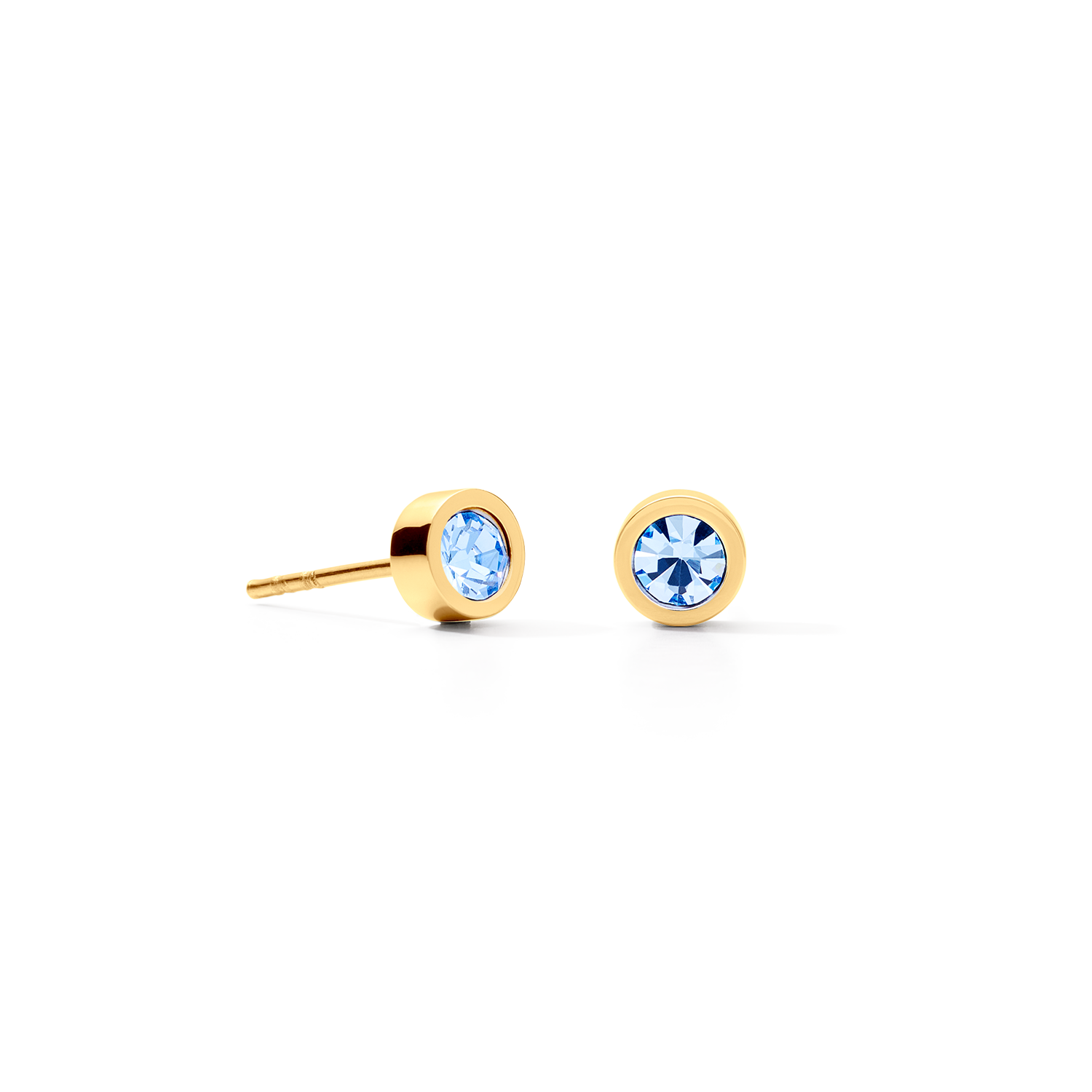 Ohrringe Sparkling Dot gold-hellblau von COEUR DE LION – Detailaufnahme