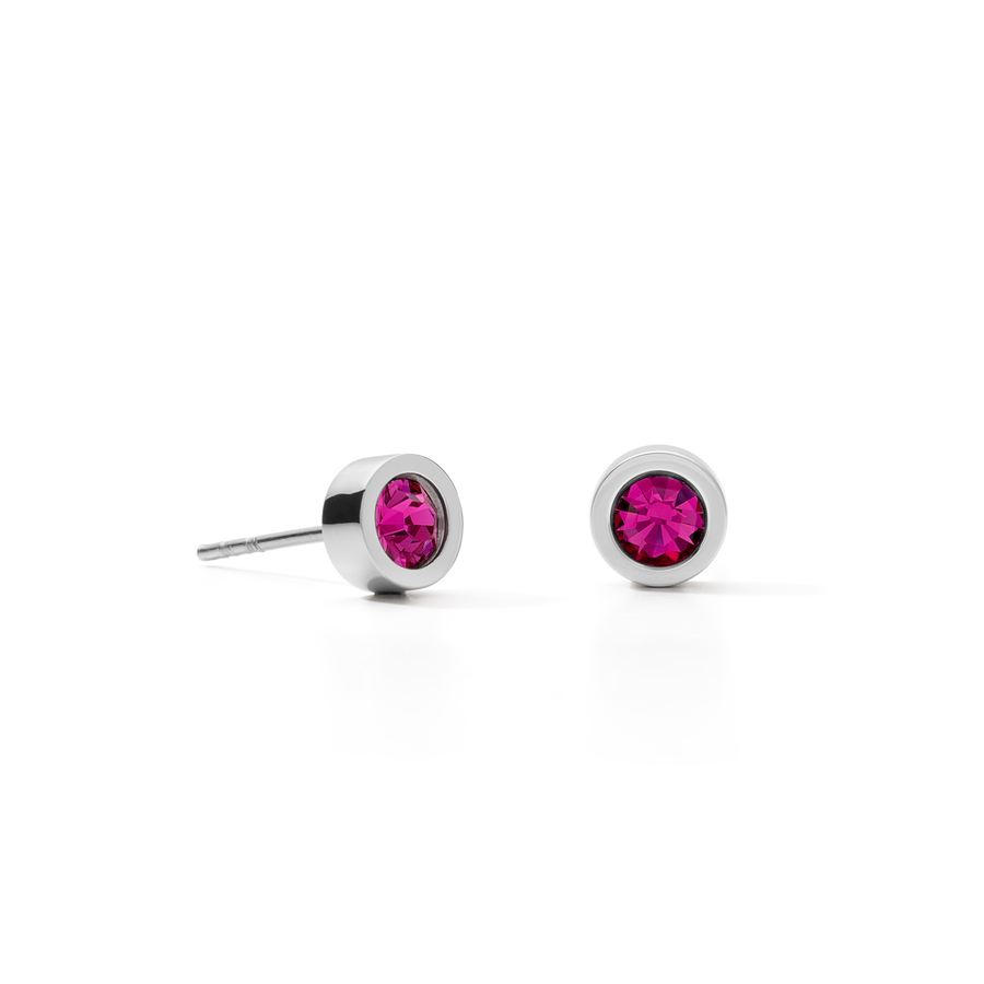 Ohrringe Kristall & Edelstahl silber pink
