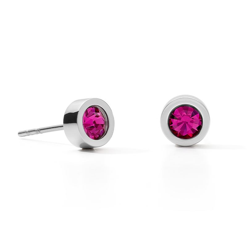 Ohrringe Kristall & Edelstahl silber pink