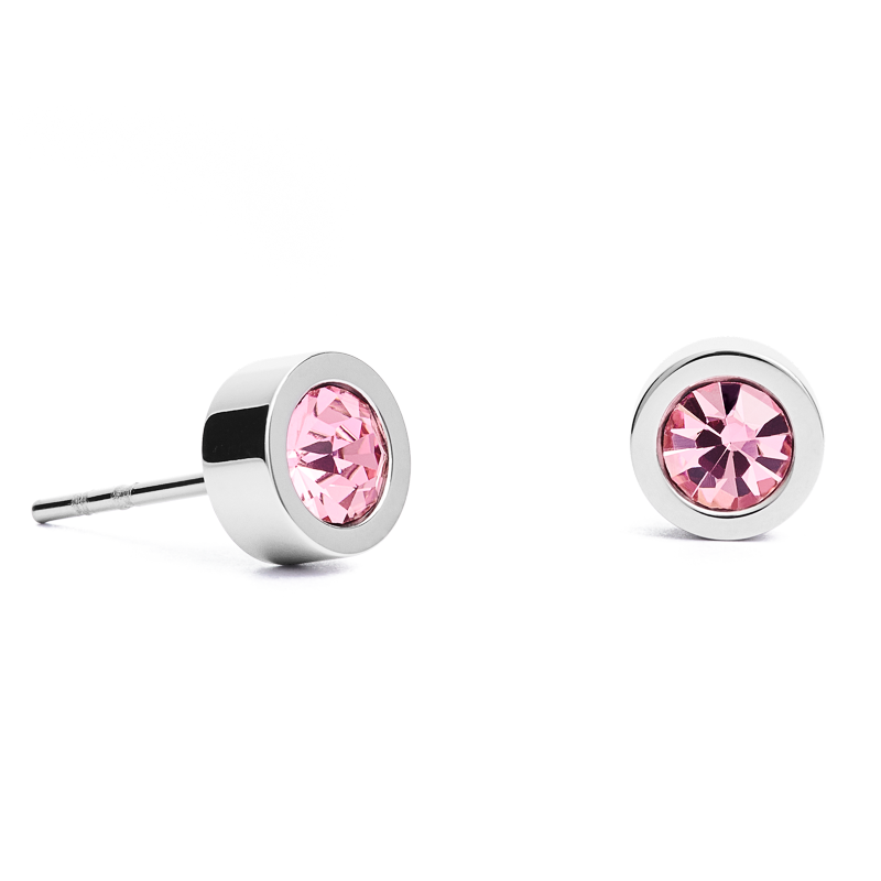 Ohrringe Kristall & Edelstahl silber rosa
