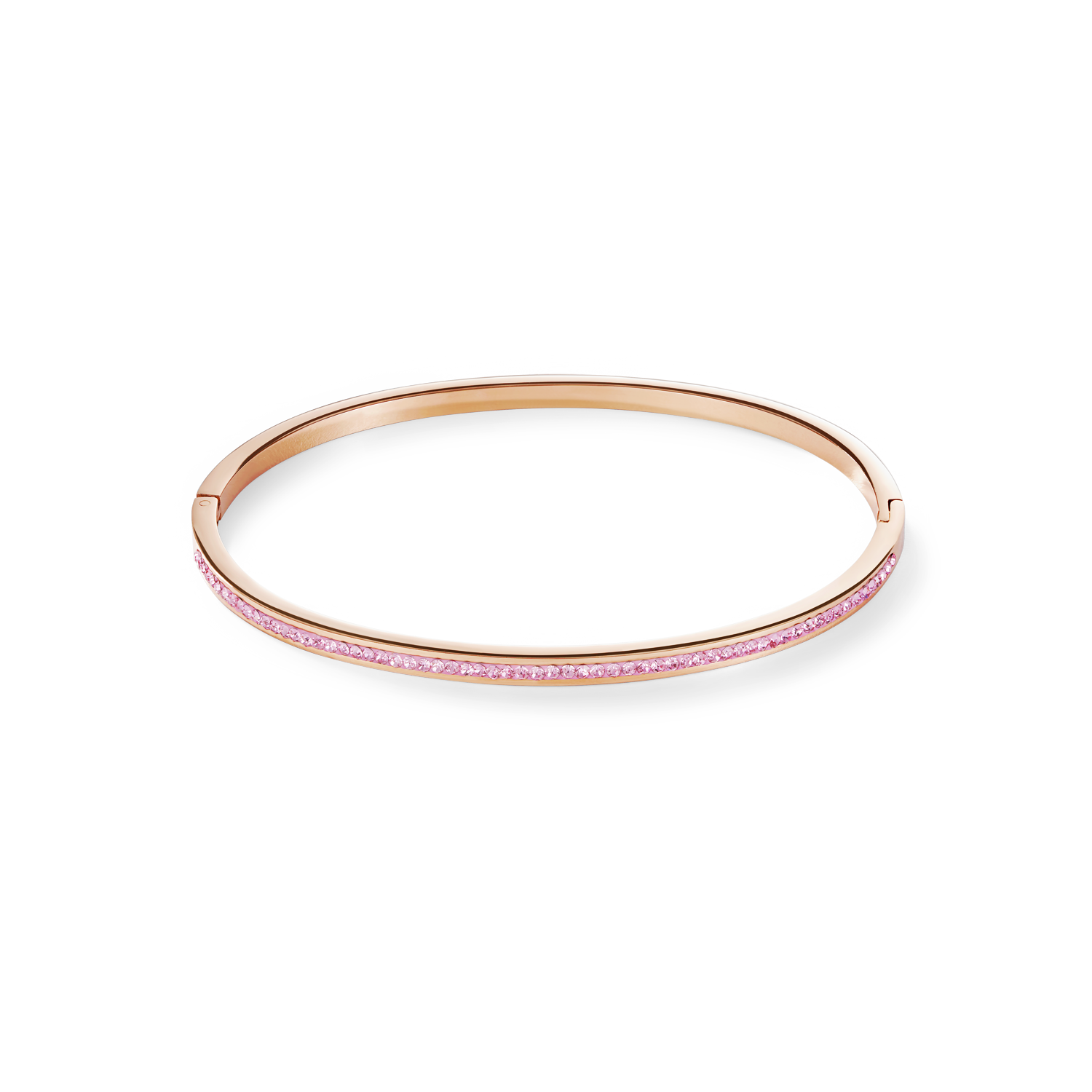 Armreif schmal Edelstahl rosegold & Kristalle Pavé hellrosa Größe 17 cm