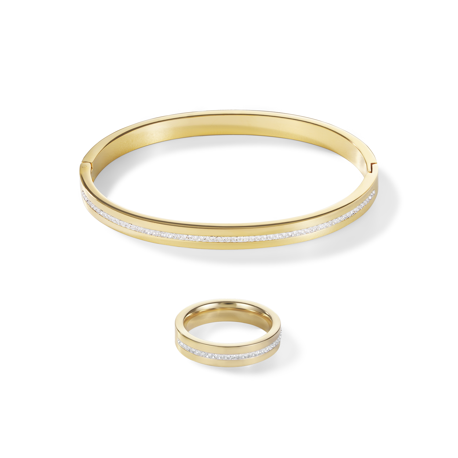 Ring Edelstahl gold & Kristall Pavé Streifen kristall