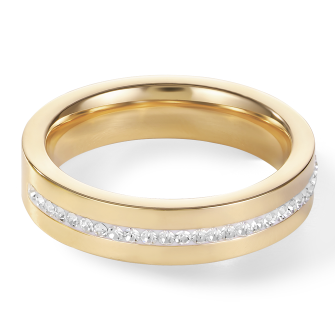 Ring Edelstahl gold & Kristall Pavé Streifen kristall