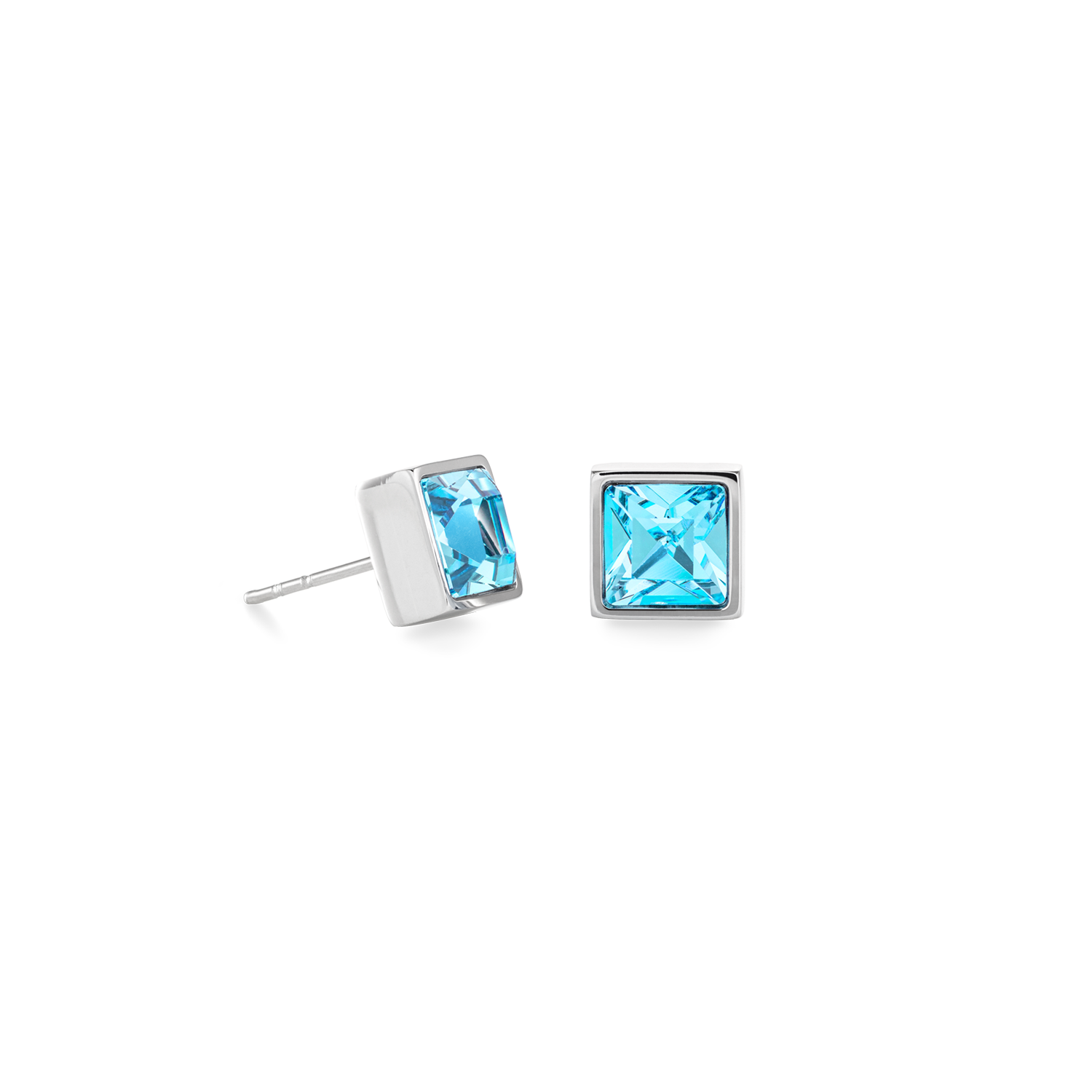 Brilliant Square big Ohrringe silber aqua