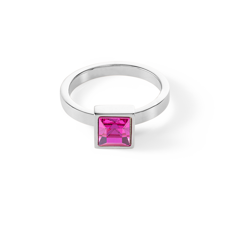 Brilliant Square big Ring silber pink