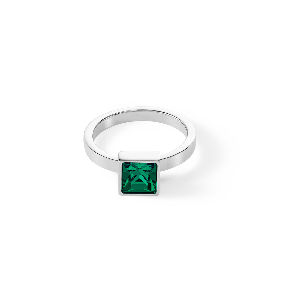 Brilliant Square big Ring silber dunkelgrün