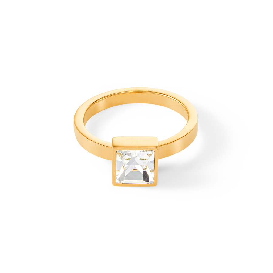 Brilliant Square big Ring gold kristall