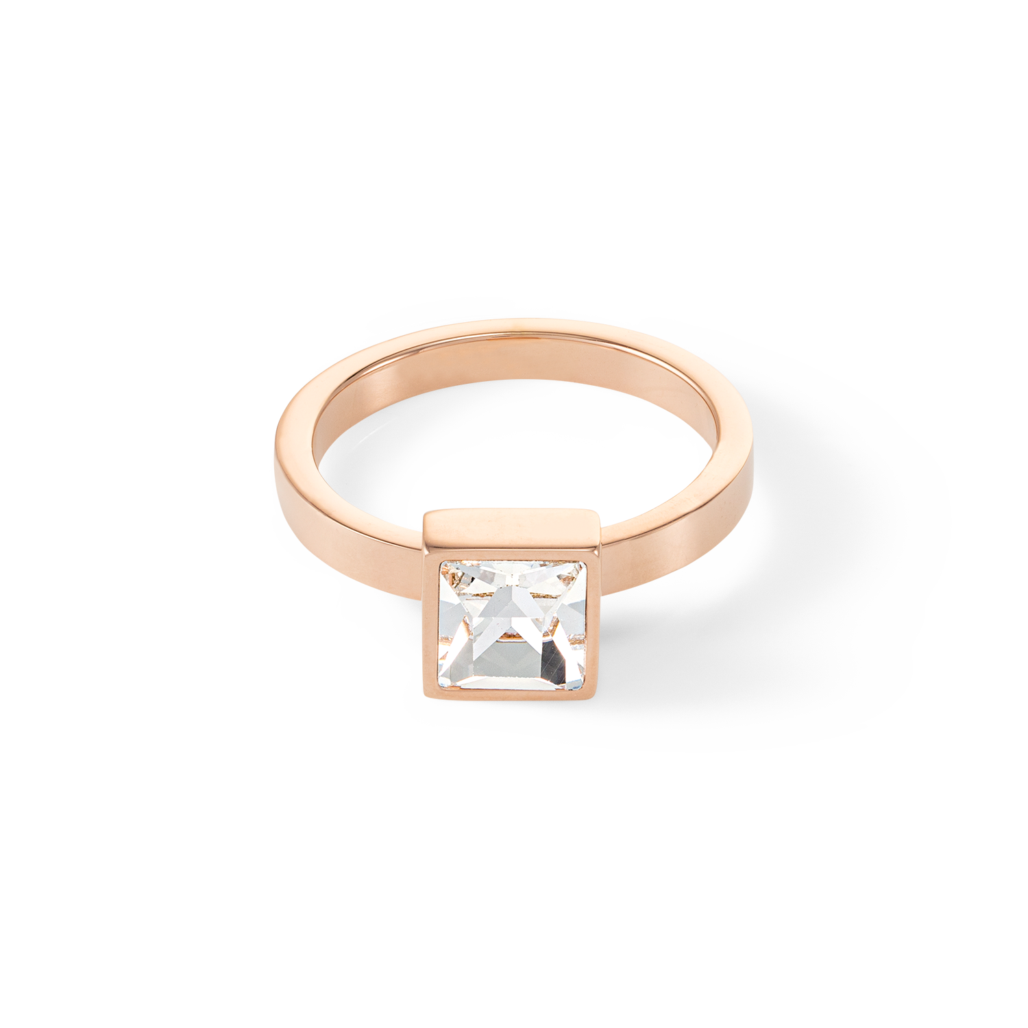 Brilliant Square big Ring roségold kristall