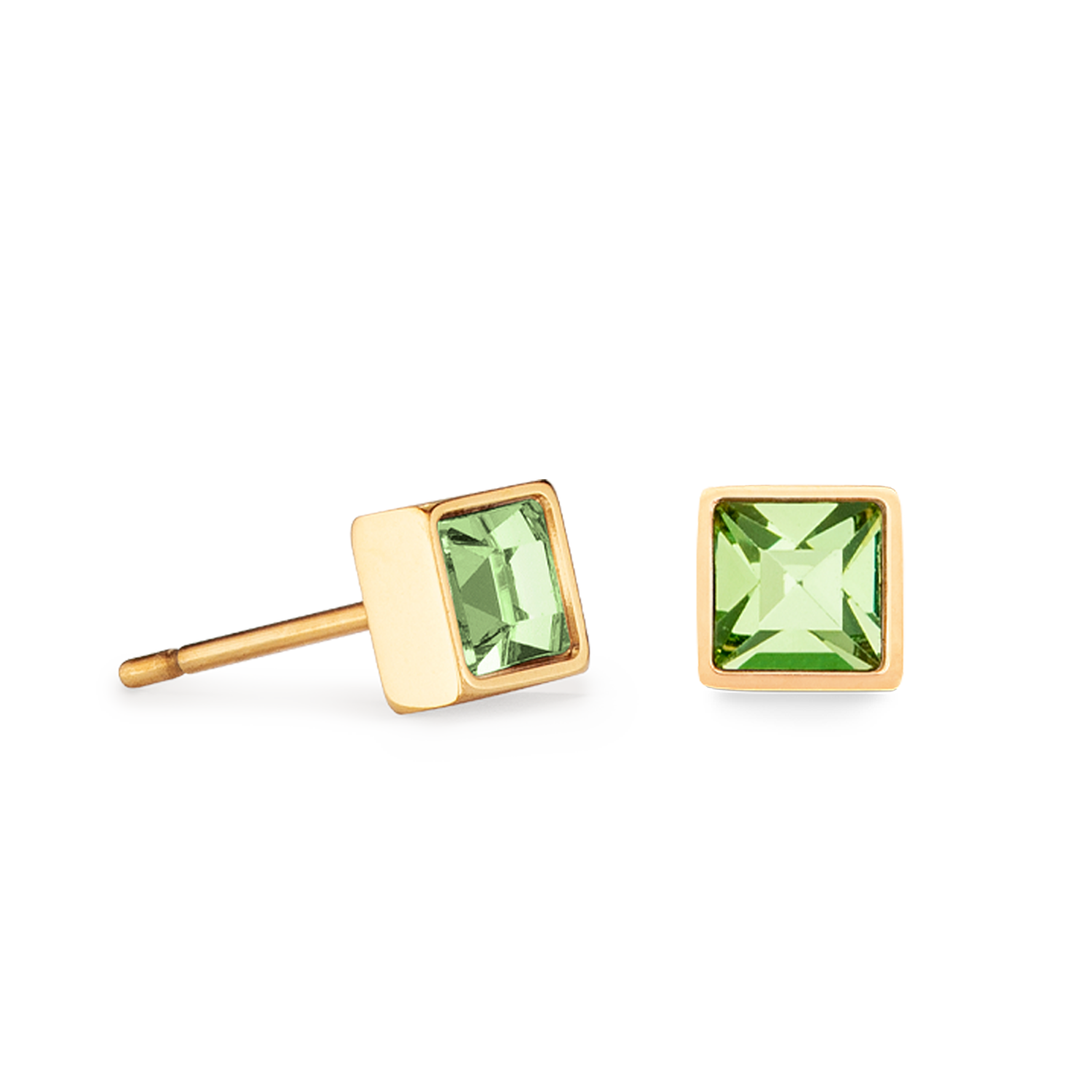 Brilliant Square small Ohrringe gold grün