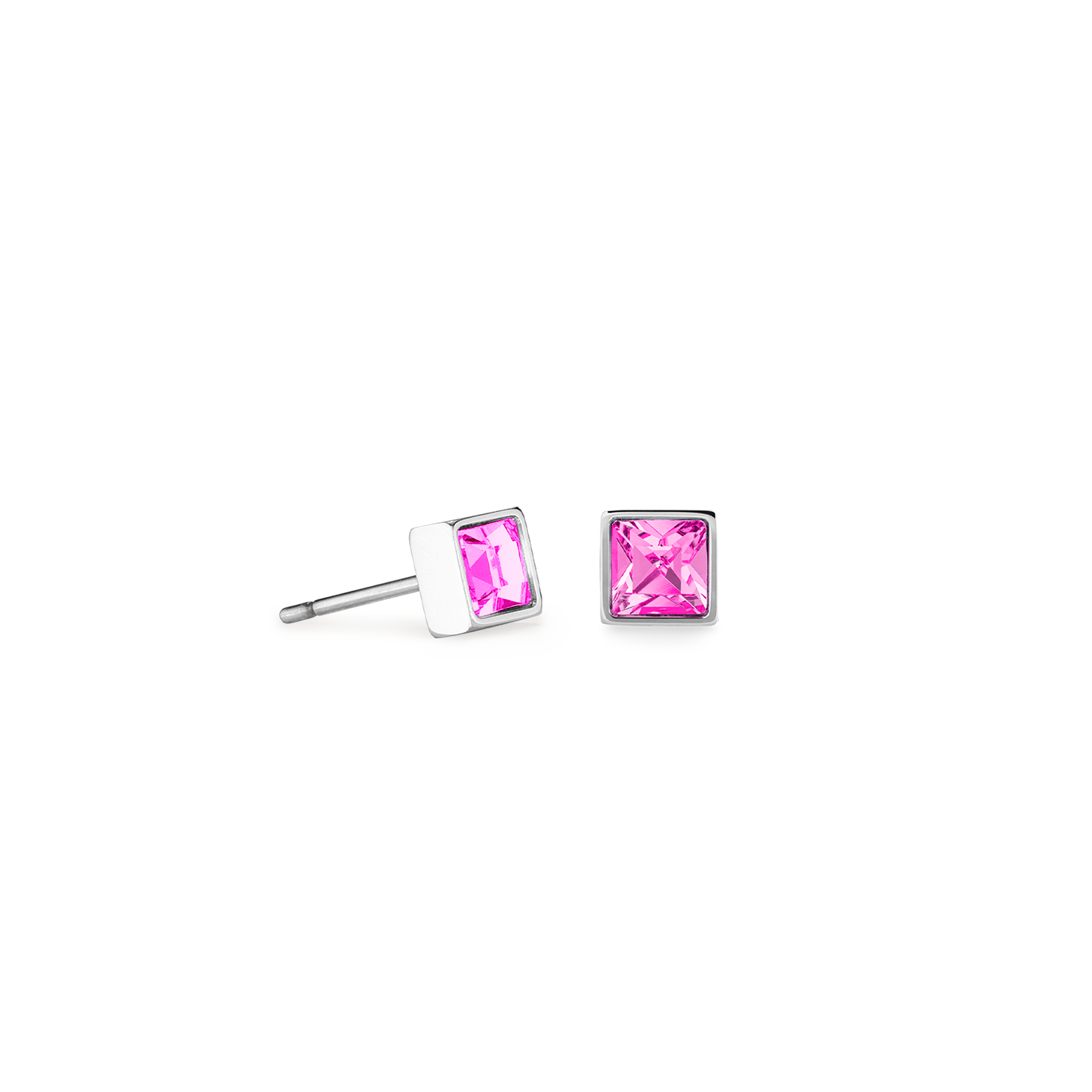 Brilliant Square small Ohrringe silber rosa