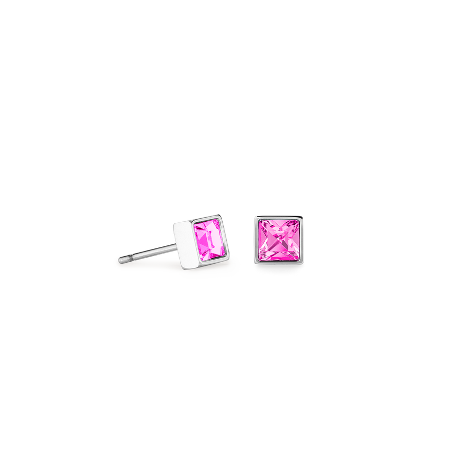 Brilliant Square small Ohrringe silber rosa