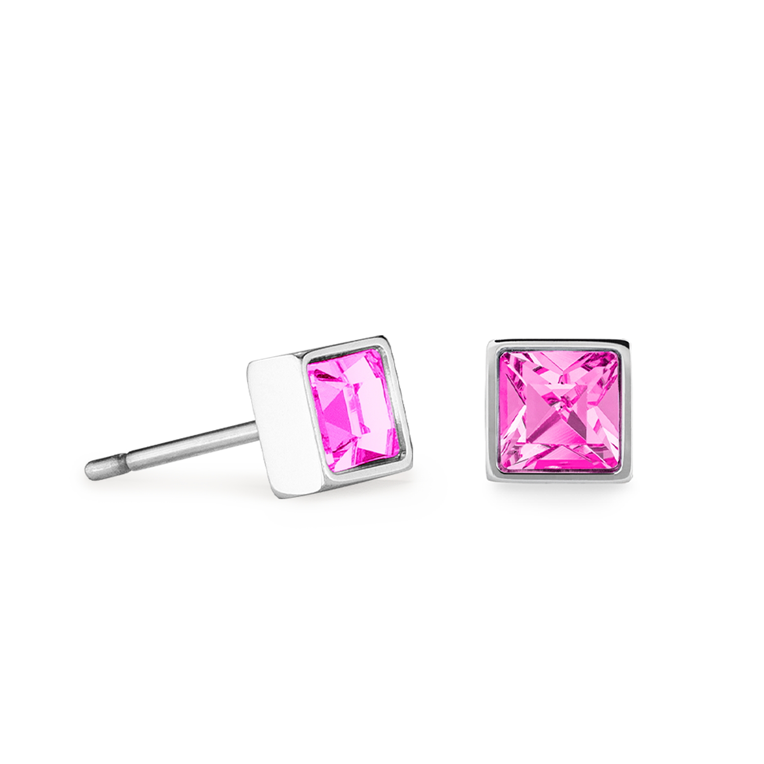 Brilliant Square small Ohrringe silber rosa
