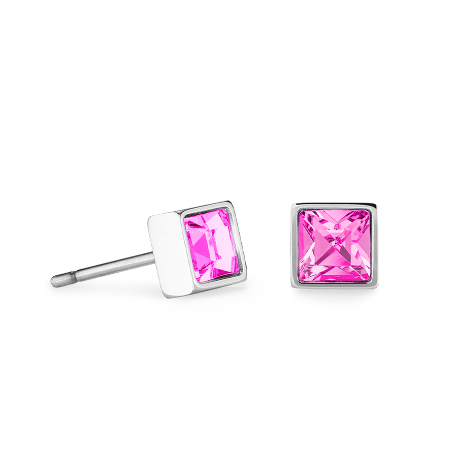 Brilliant Square small Ohrringe silber rosa