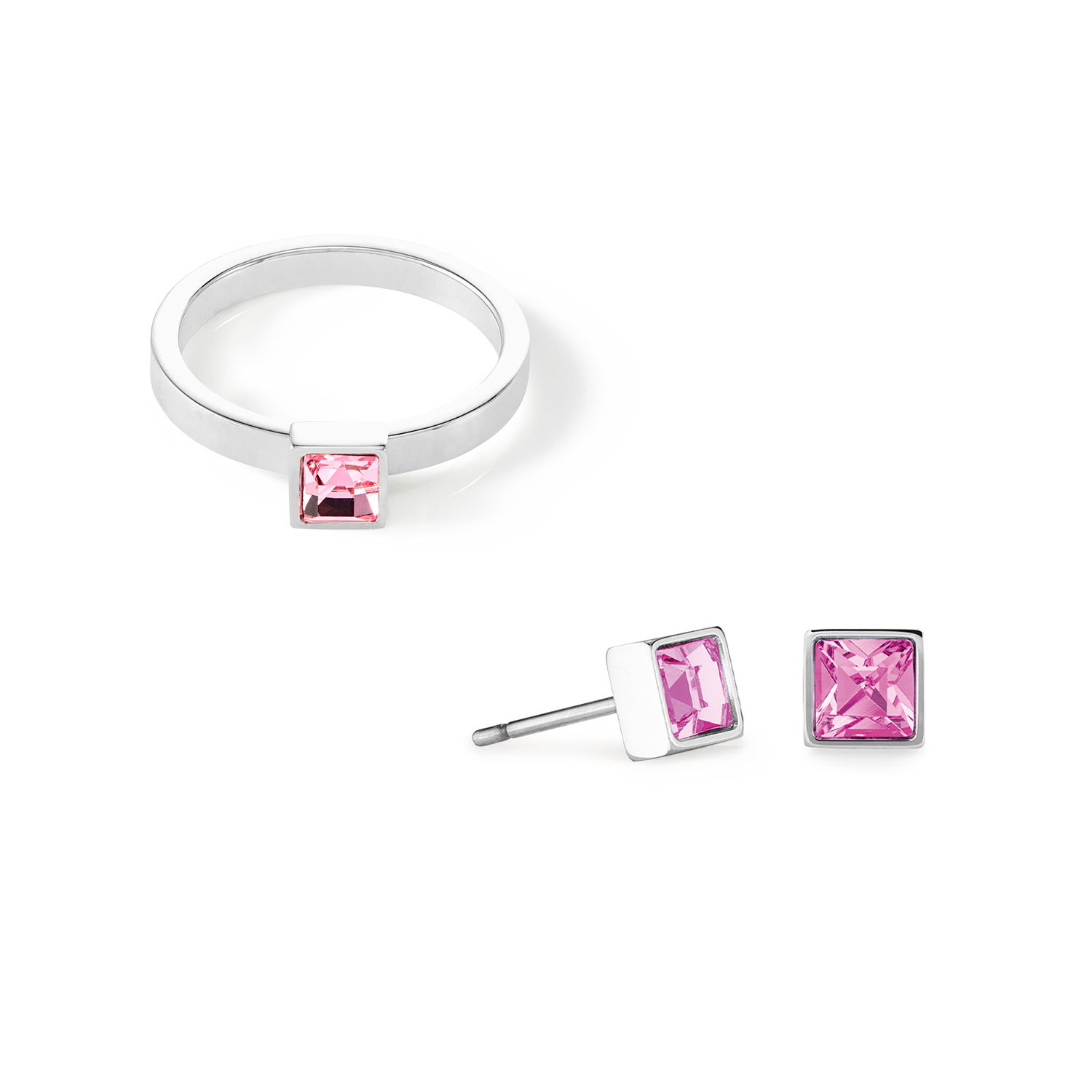 Brilliant Square small Ohrringe silber rosa