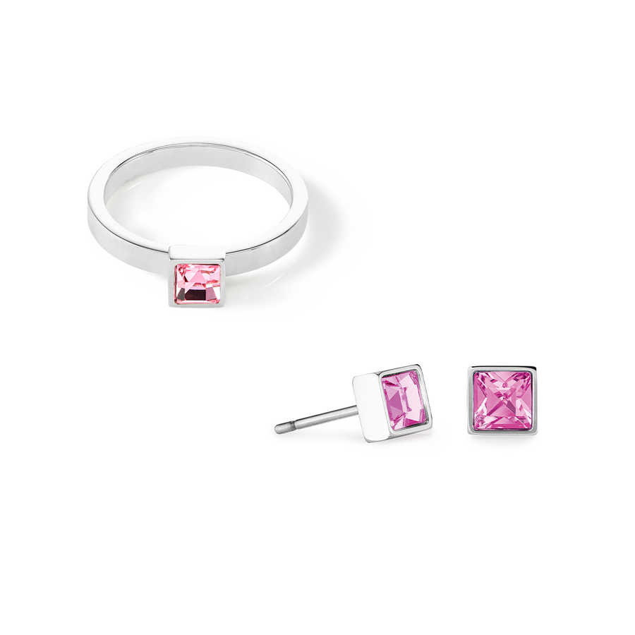 Brilliant Square small Ohrringe silber rosa