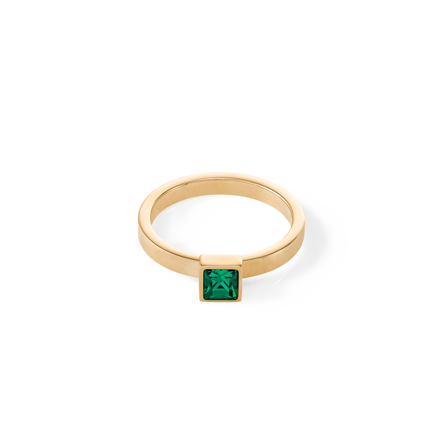 Brilliant Square small Ring gold dunkelgrün