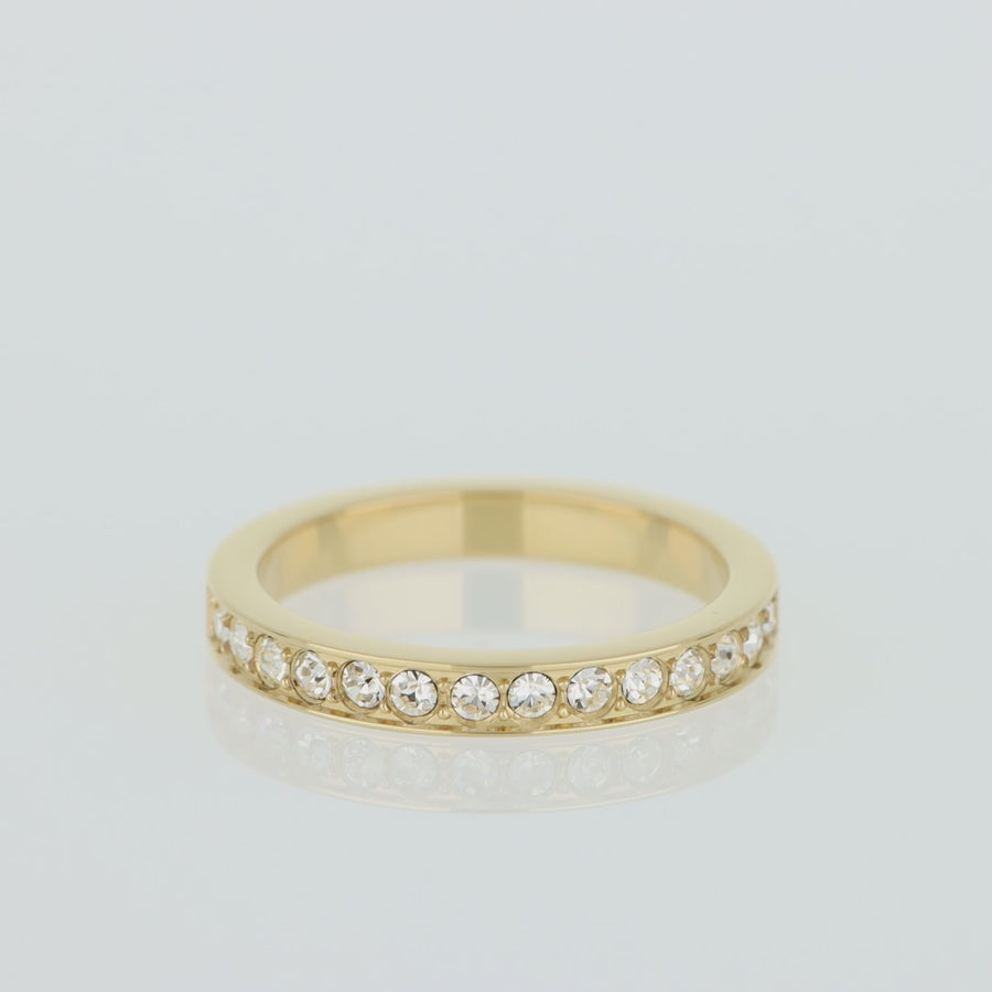 Ring Edelstahl & Kristalle slim gold kristall