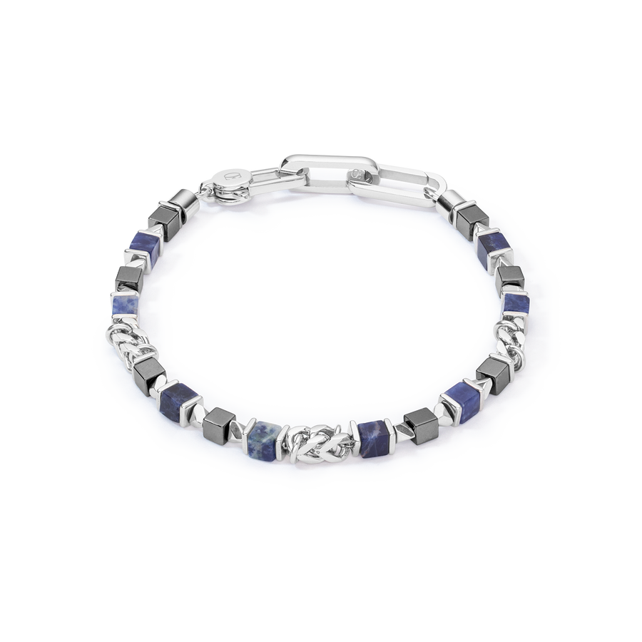 Unisex Armband cubes & chain blau