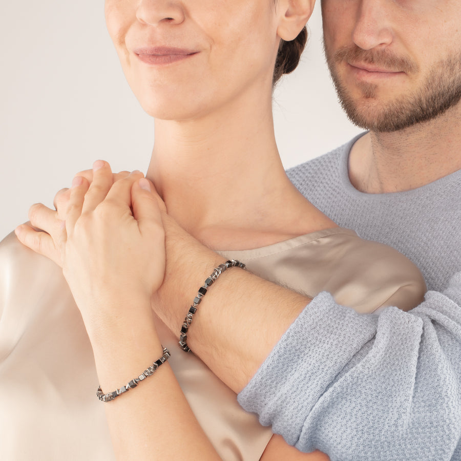 Unisex Armband cubes & chain schwarz