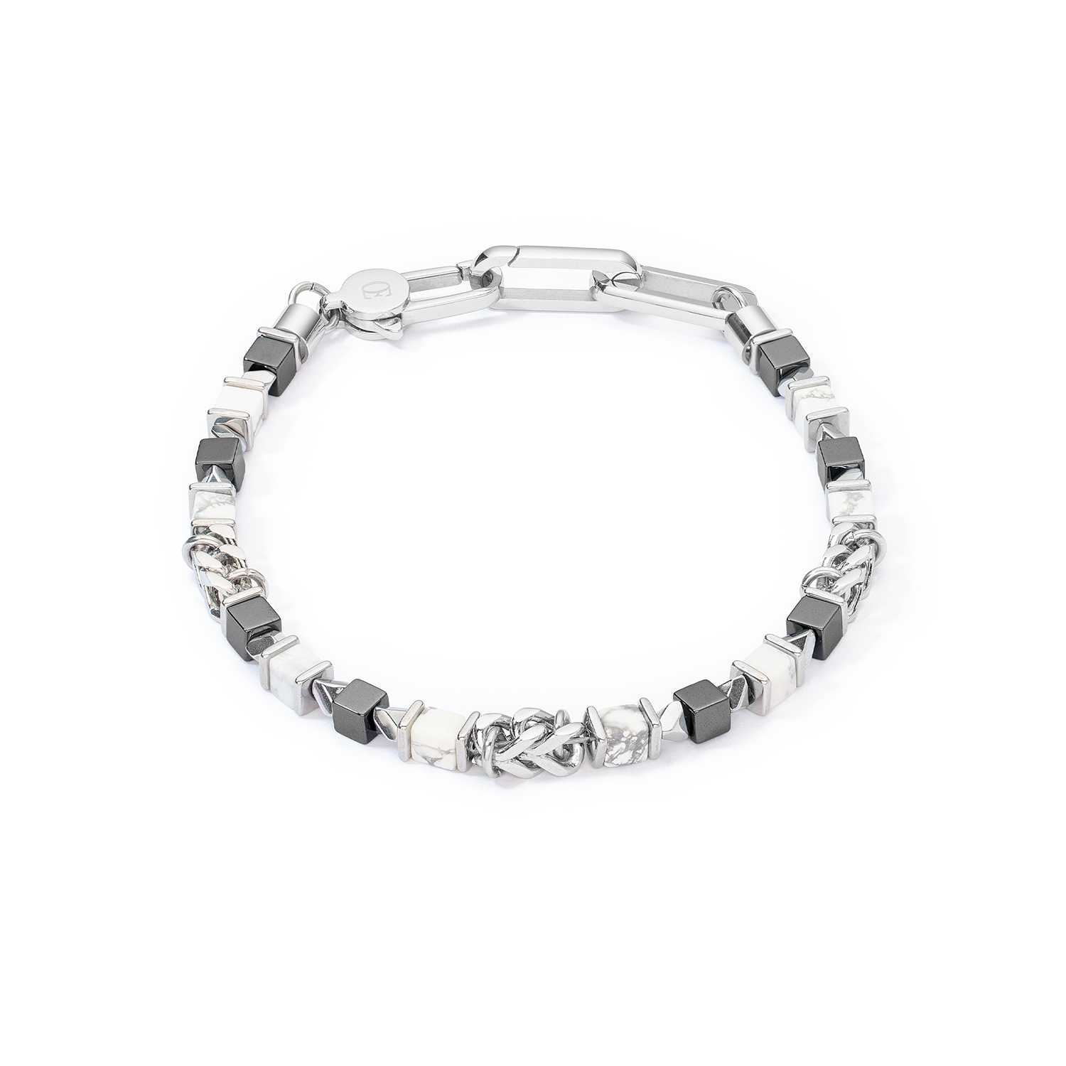 Unisex Armband cubes & chain weiß