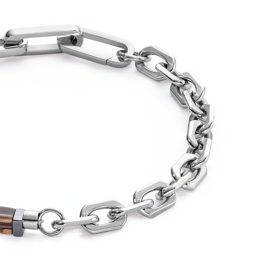 Armband Precious Fusion link chain braun-silber