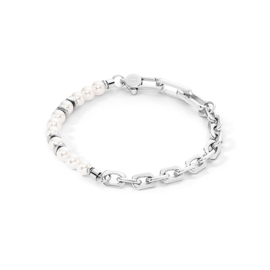 Armband Pearls Fusion link chain weiß