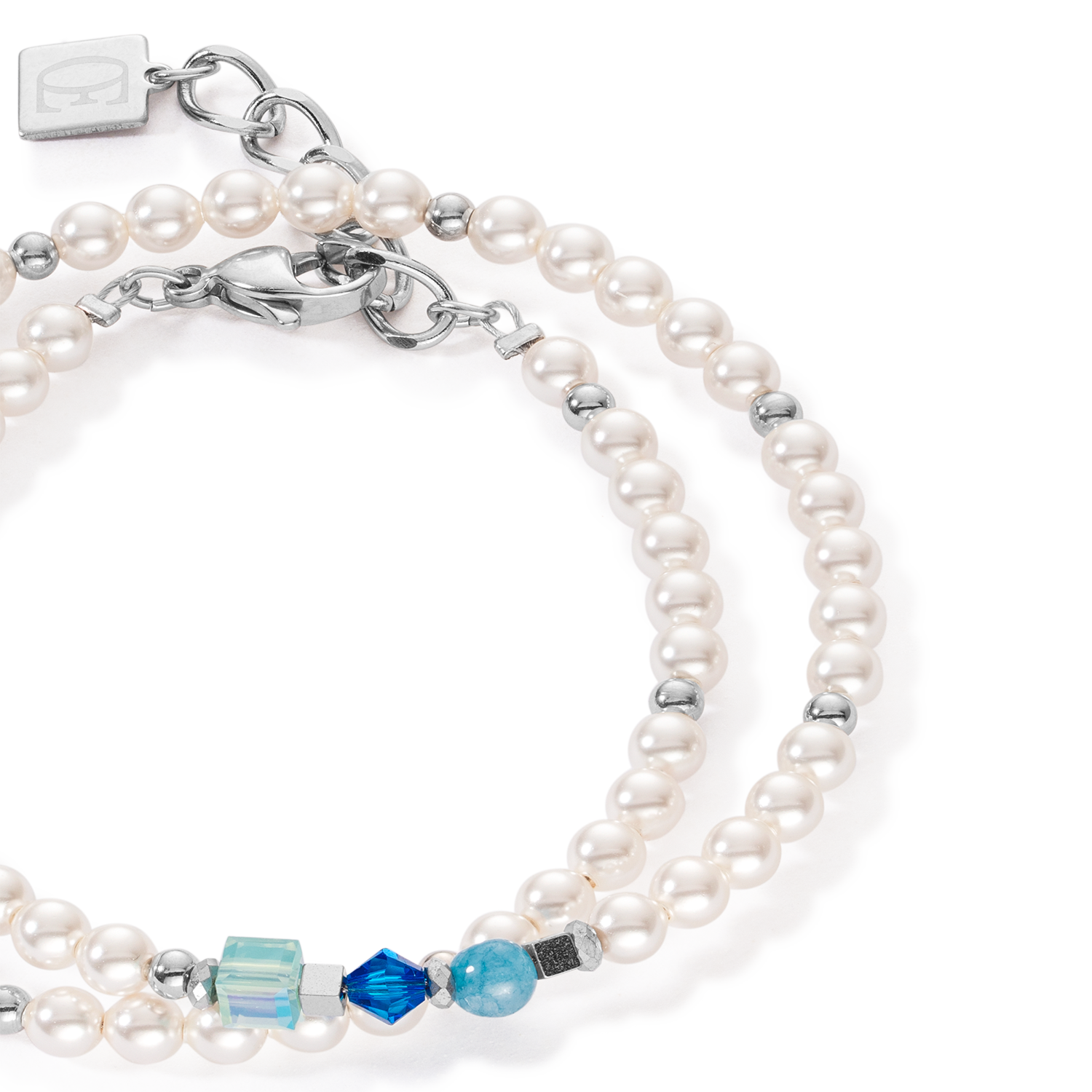 Princess Pearls Armband Wrap Around silber blau