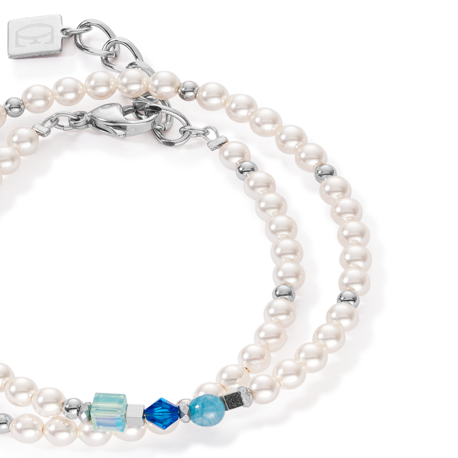 Princess Pearls Armband Wrap Around silber blau