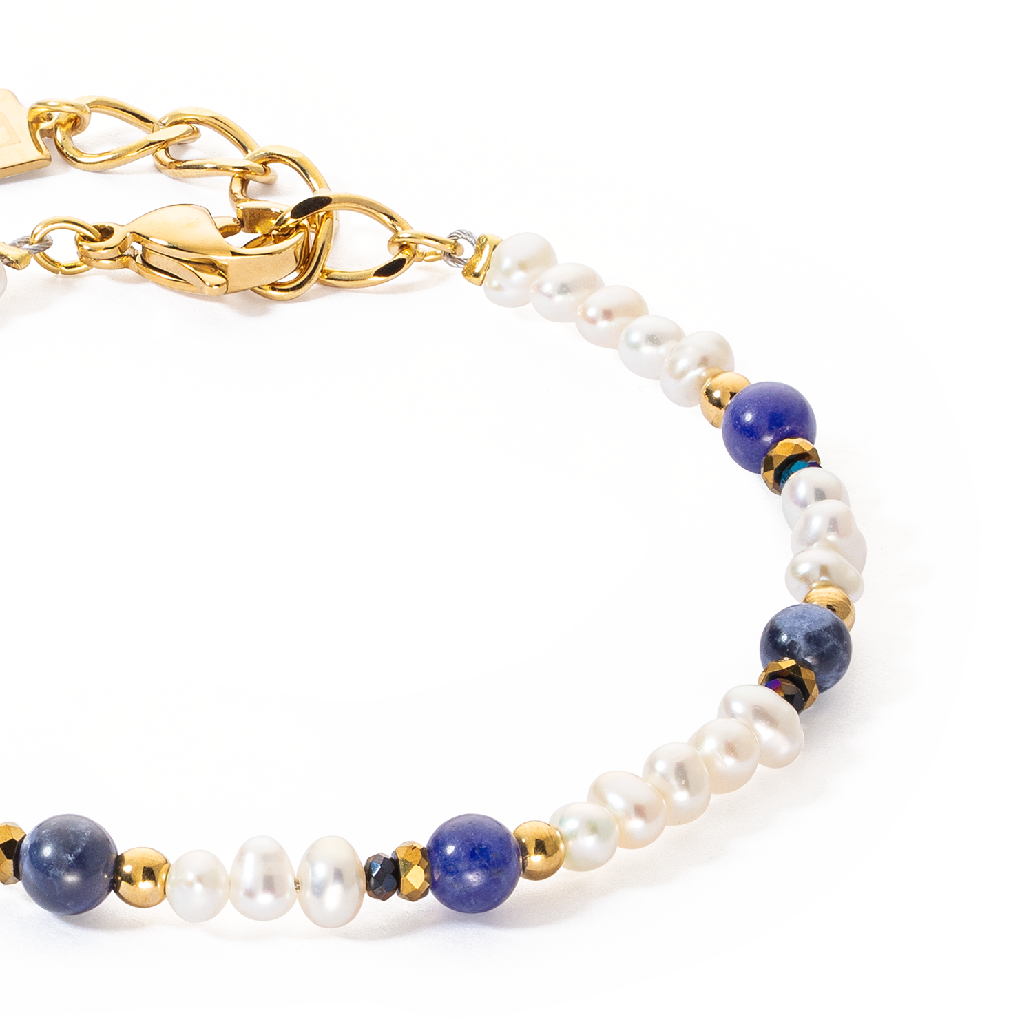 Armband Flow Süßwasserperlen & Sodalith gold