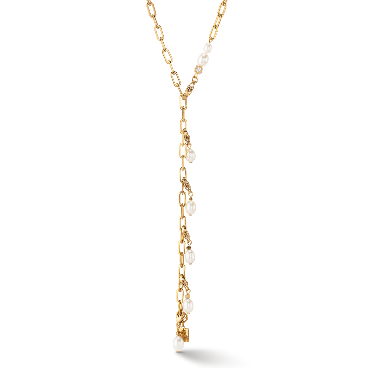 Halskette Modern Chain & Süßwasserperlen Charms gold