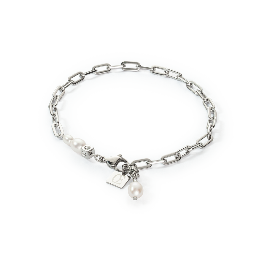 Armband Modern Chain & Süßwasserperlen Charms silber