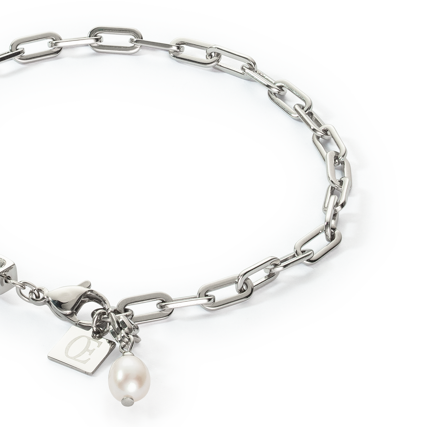 Armband Modern Chain & Süßwasserperlen Charms silber