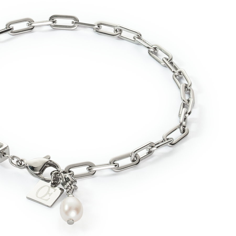 Armband Modern Chain & Süßwasserperlen Charms silber