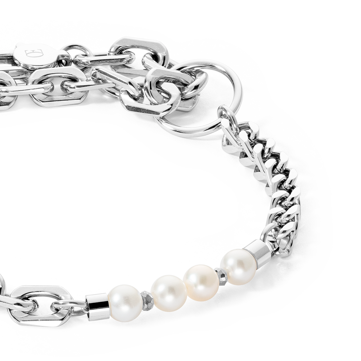 Armband Shape Shifter Süßwasserperlen silber