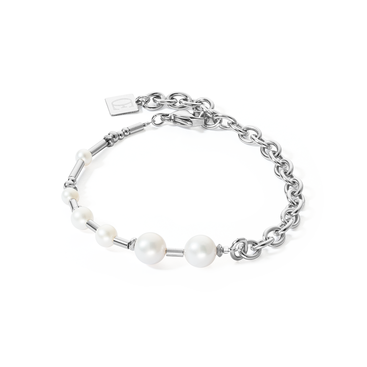 Armband Süßwasserperlen & chain Multiwear silber