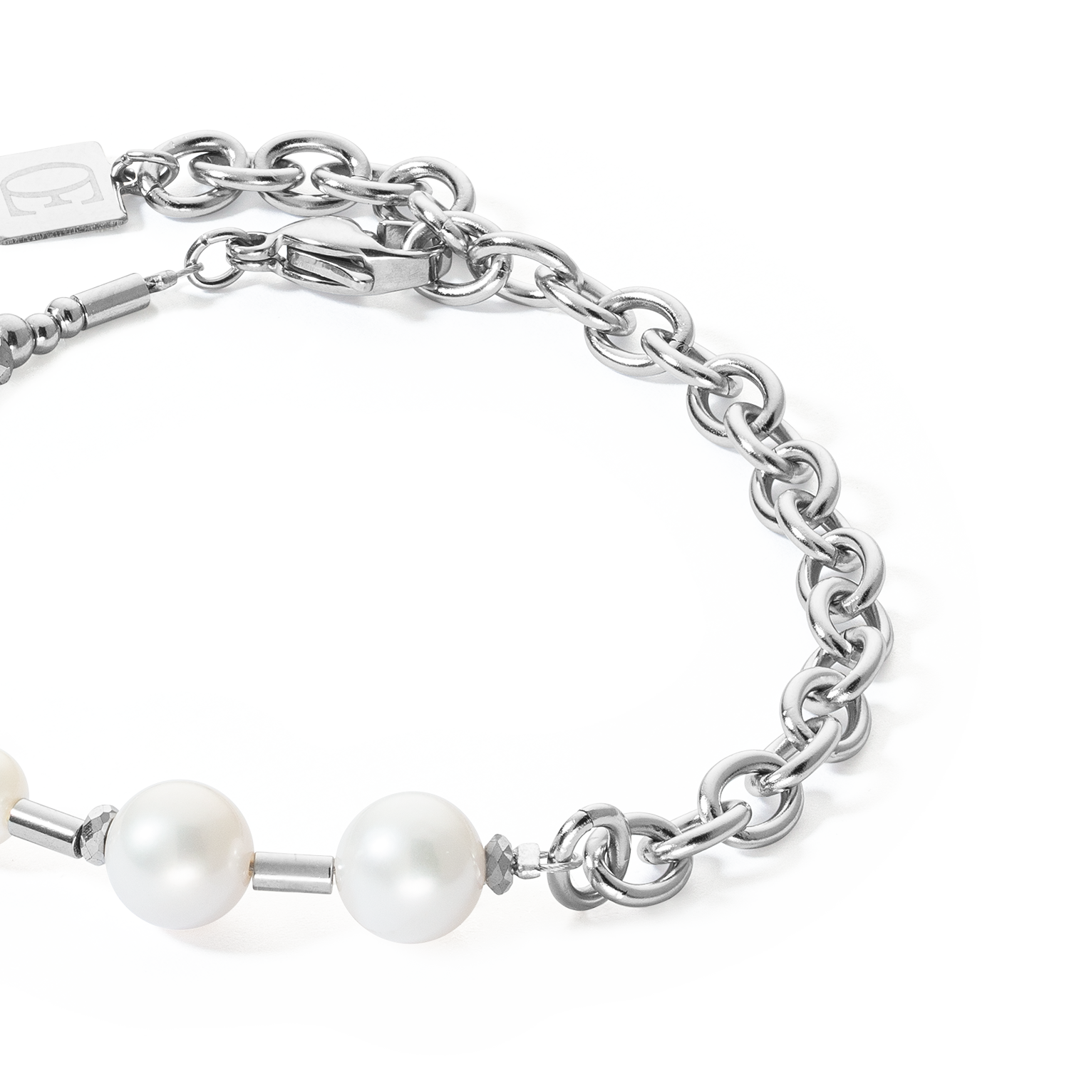 Armband Süßwasserperlen & chain Multiwear silber