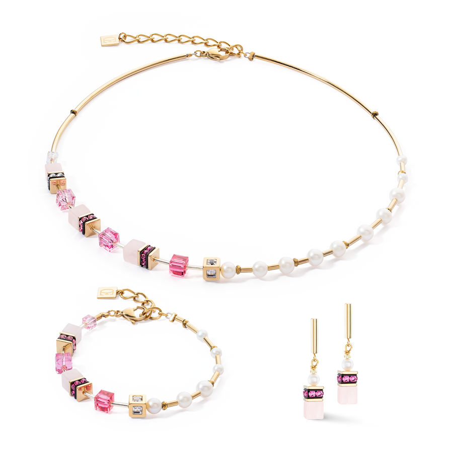 Ohrringe GeoCUBE® Fusion Precious Pearl Mix Gold-Pink