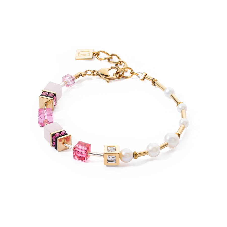 Armband GeoCUBE® Fusion Precious Pearl Mix Gold-Pink