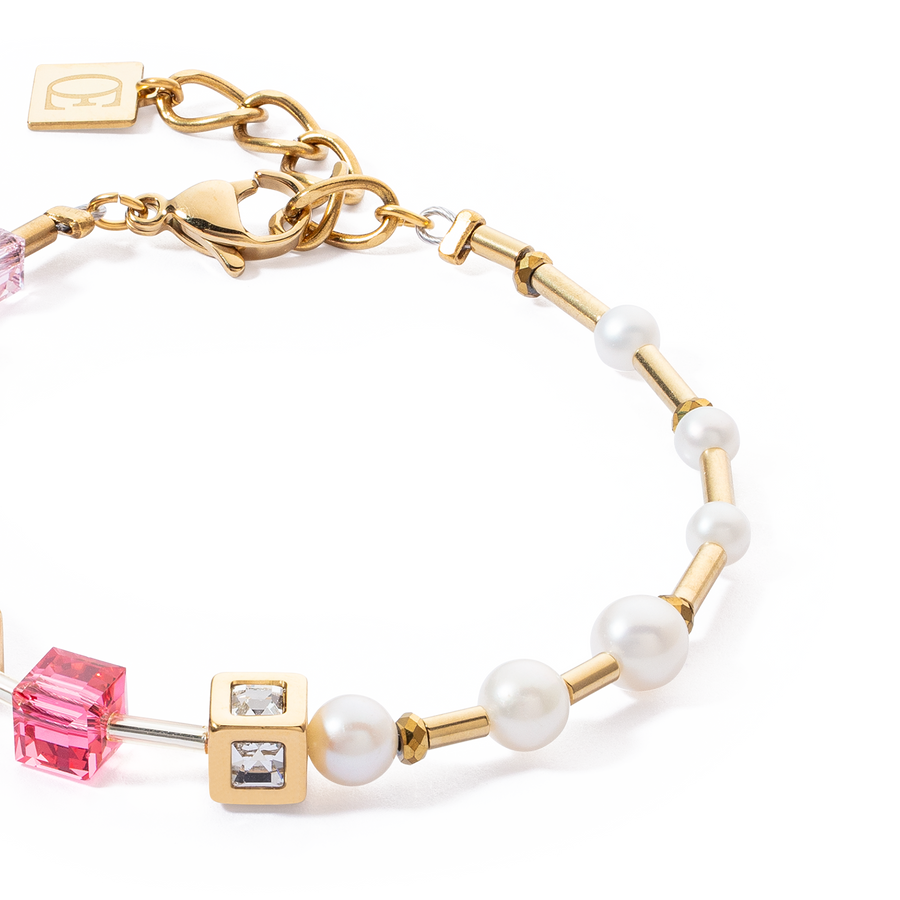 Armband GeoCUBE® Fusion Precious Pearl Mix Gold-Pink