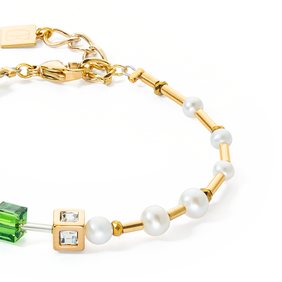 Armband  GeoCUBE® Fusion Precious Pearl Mix gold-grün