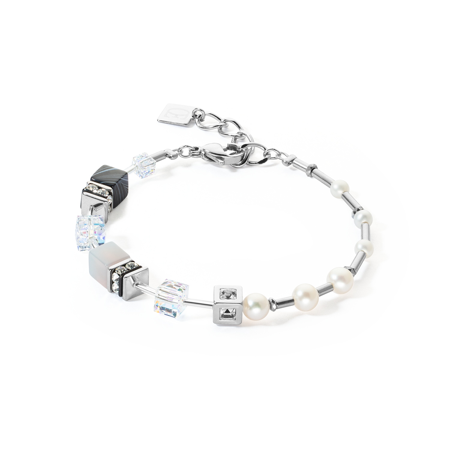 Armband  GeoCUBE® Fusion Precious Pearl Mix silber-grau