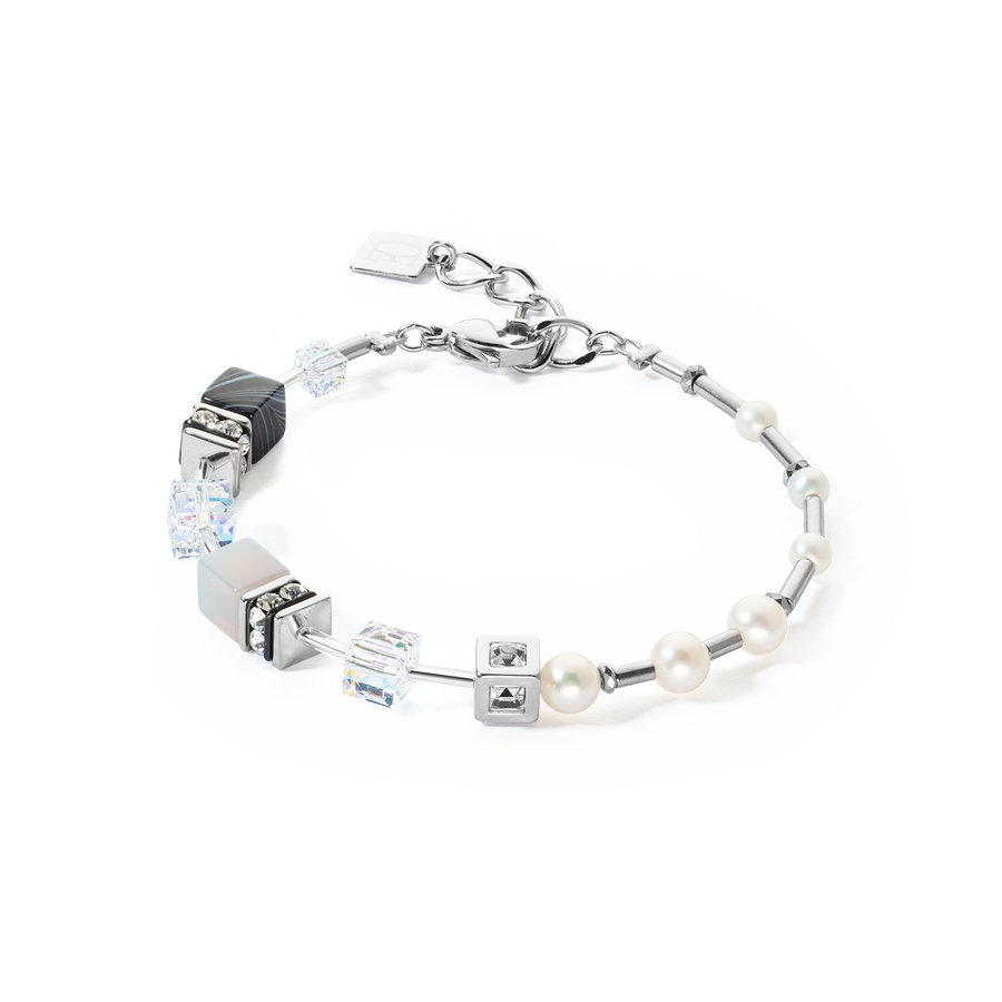 Armband  GeoCUBE® Fusion Precious Pearl Mix silber-grau